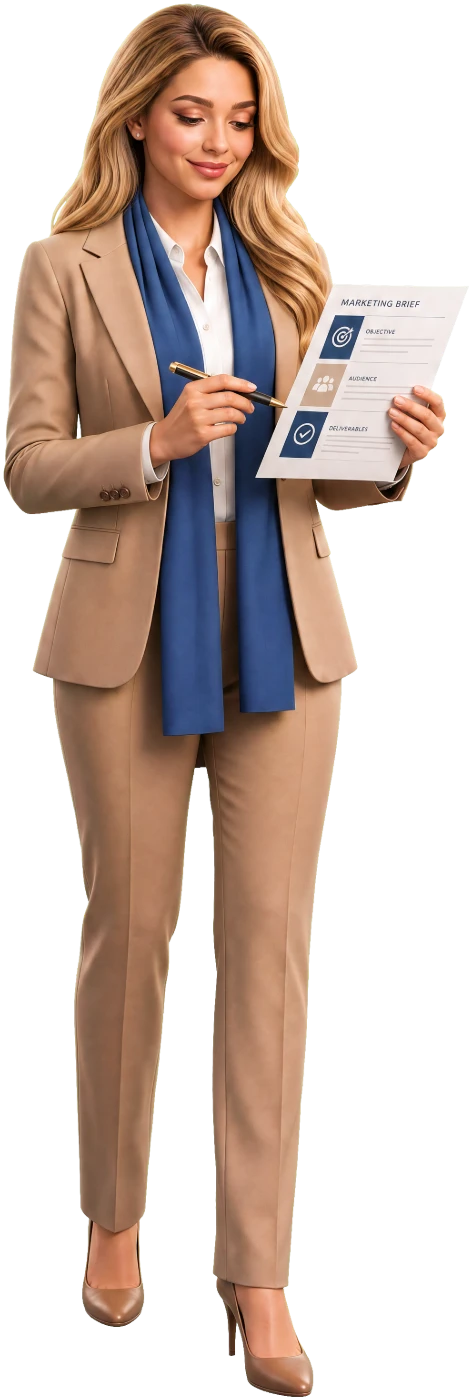 ARIA writing a brief on a tablet