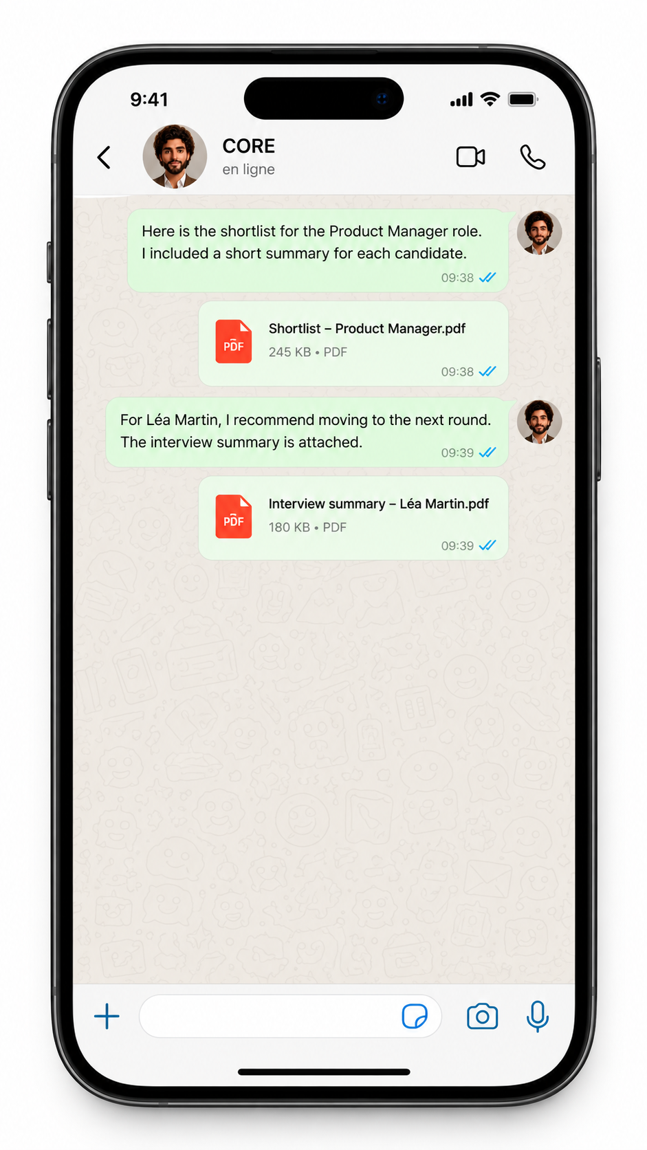 CORE shares the shortlist and interview summary with the team